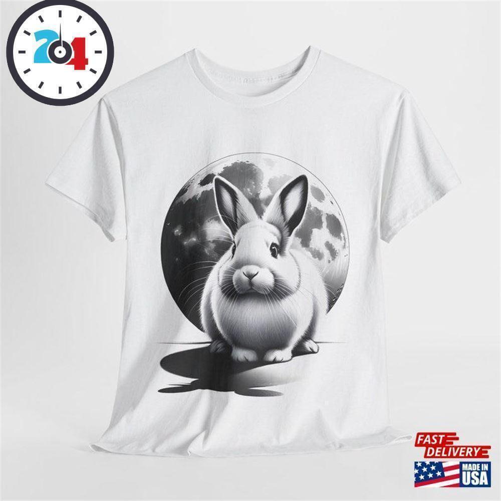 Moonlit Bones - Cute Rabbit Moon Graphic T-Shirt Classic